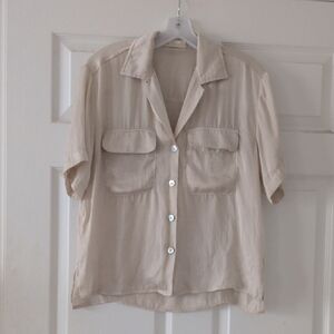 Cream Utility-Style Button-Up Shirt | Small